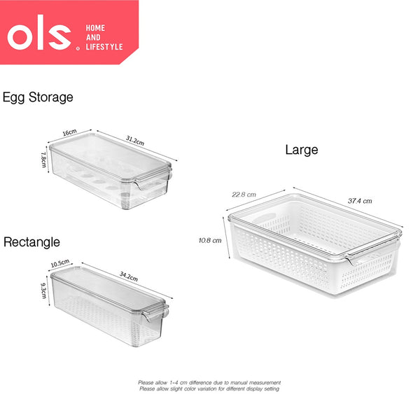 Kitchen Refrigerator Food Storage with Drainer Vegetable Fruit Container Fridge Organizer Lid