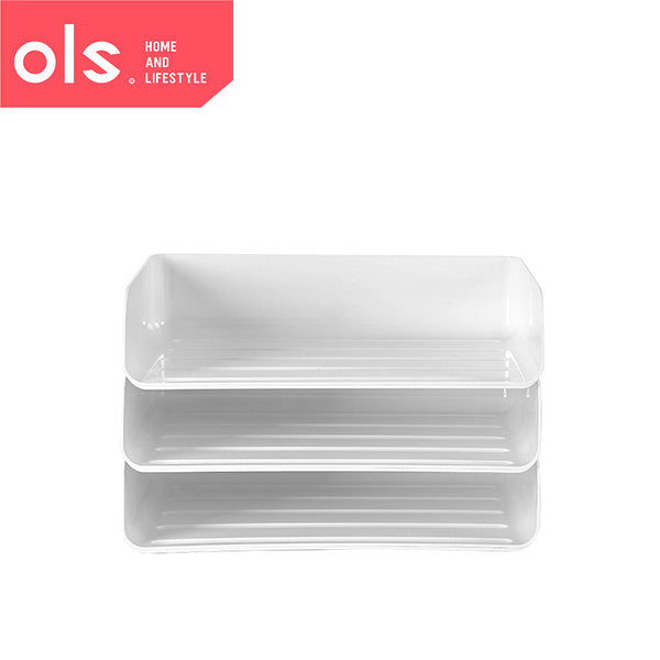 Office Desktop Organizer Paper File Storage Stackable Japanese Style Document Tray White